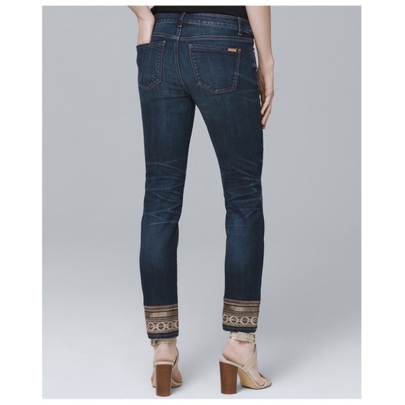 NWT White House Black Market Curvy Straight Crop Jean With Embellished Hem - Picture 4 of 15